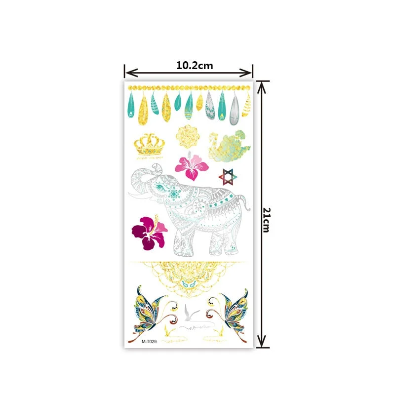 Creative personality exquisite fashion waterproof sweat gold and silver tattoo stickers bronzing and silver tattoo stickers