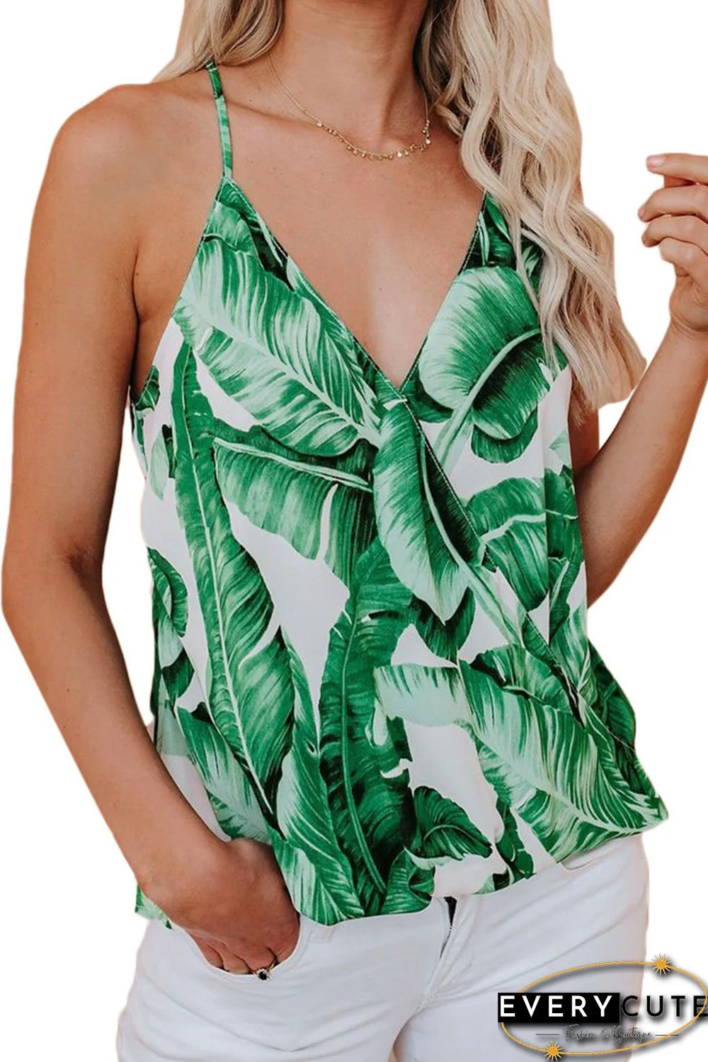 Green Jungle Book Palm Drape Tank