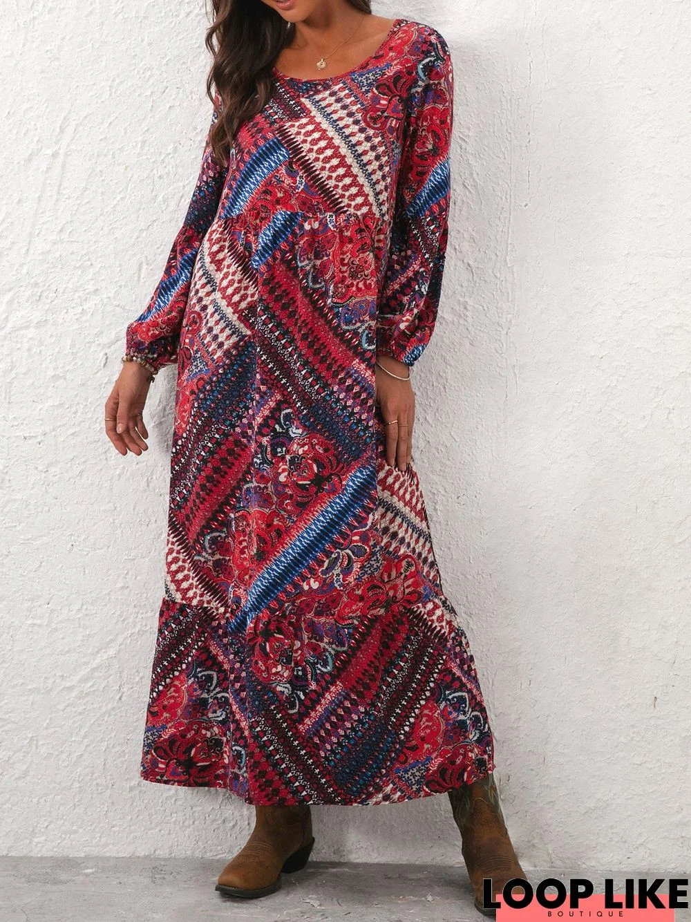 Crew Neck Loose Maxi Dress