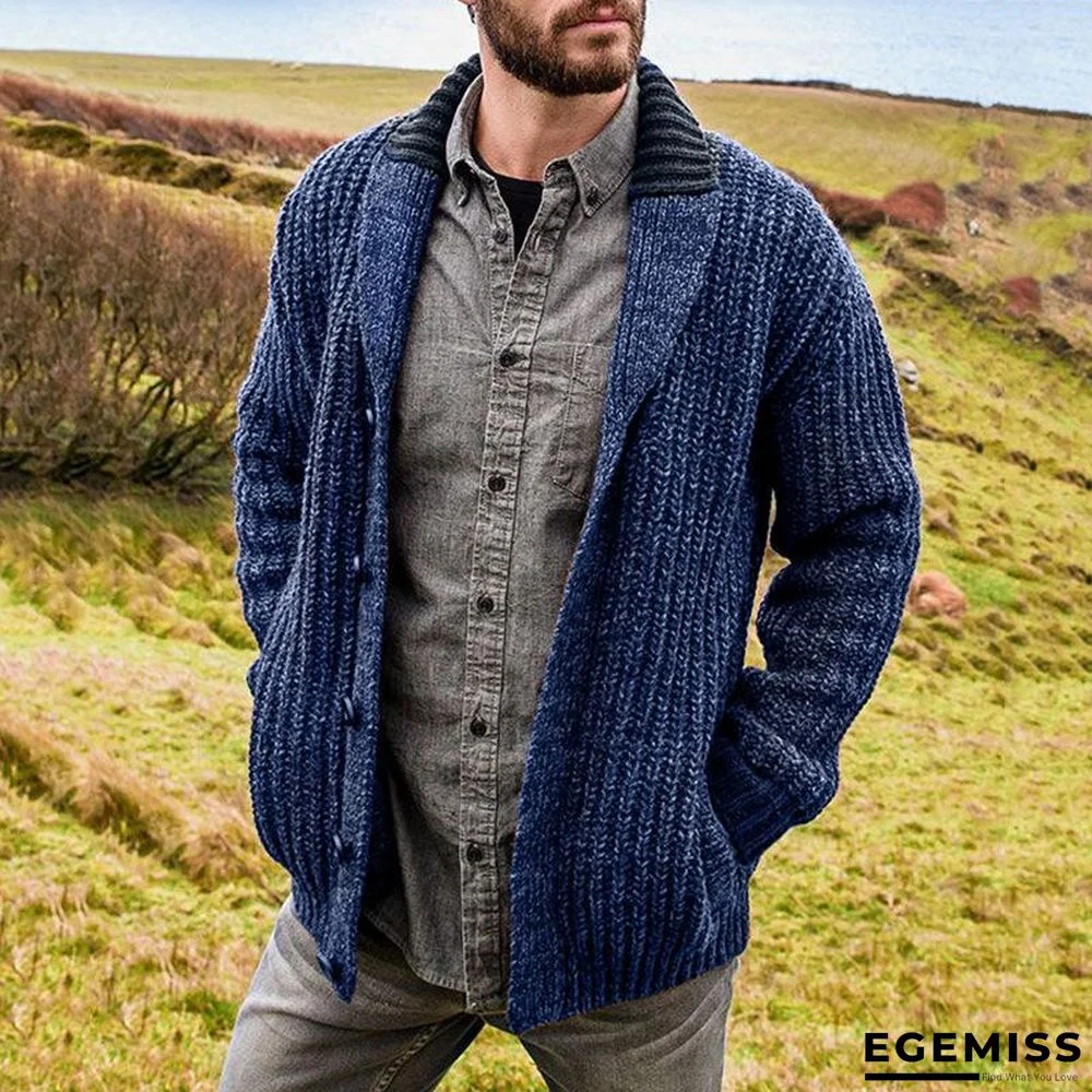 Autumn and Winter Men's Cardigan Solid Color Long Sleeve Knitted Sweater Coat | EGEMISS