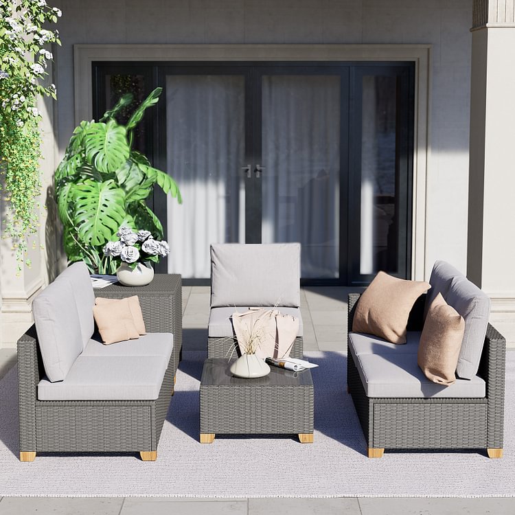 5 Piece Outdoor Modular Sectional Sofa Sets