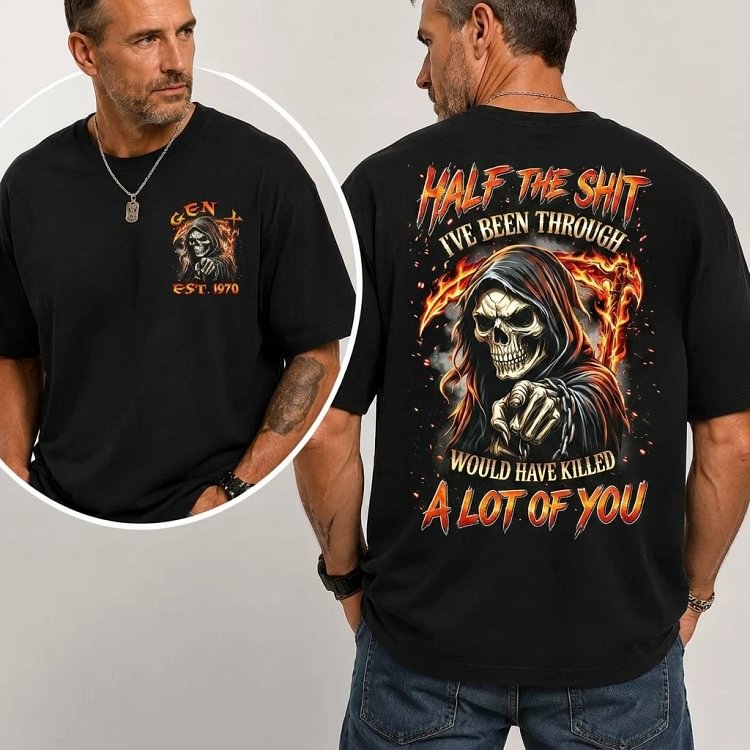 Gen X EST 1970 Grim Reaper Double Sided Unisex Tee Sweatshirt Hoodie Multi Colors