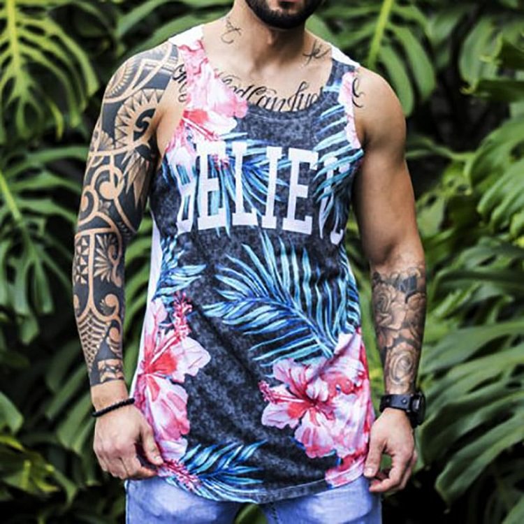 Hawaiian beach floral print vest