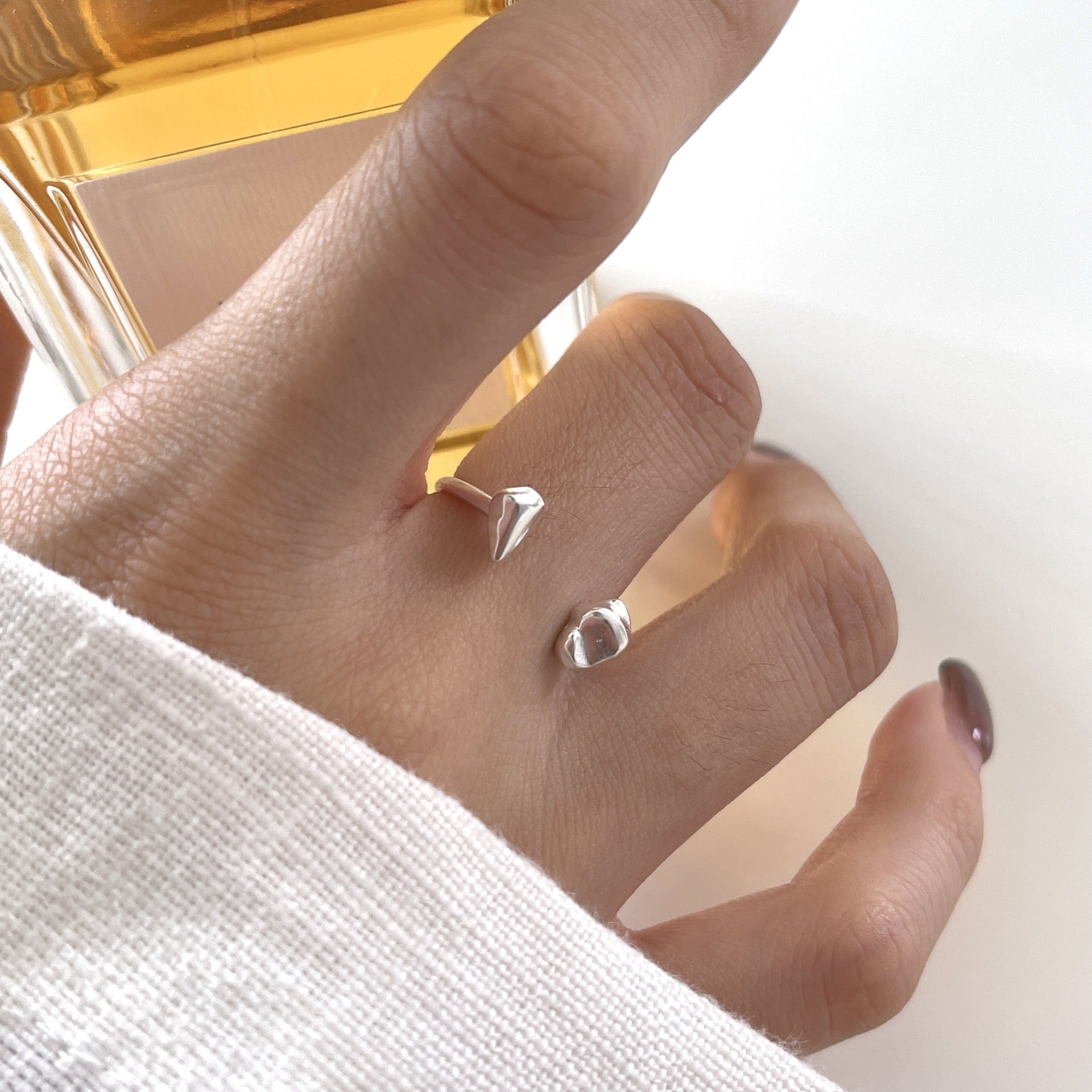 925 Sterling Silver Women Japanese / Korean Stone Silver Silver Plating Rings