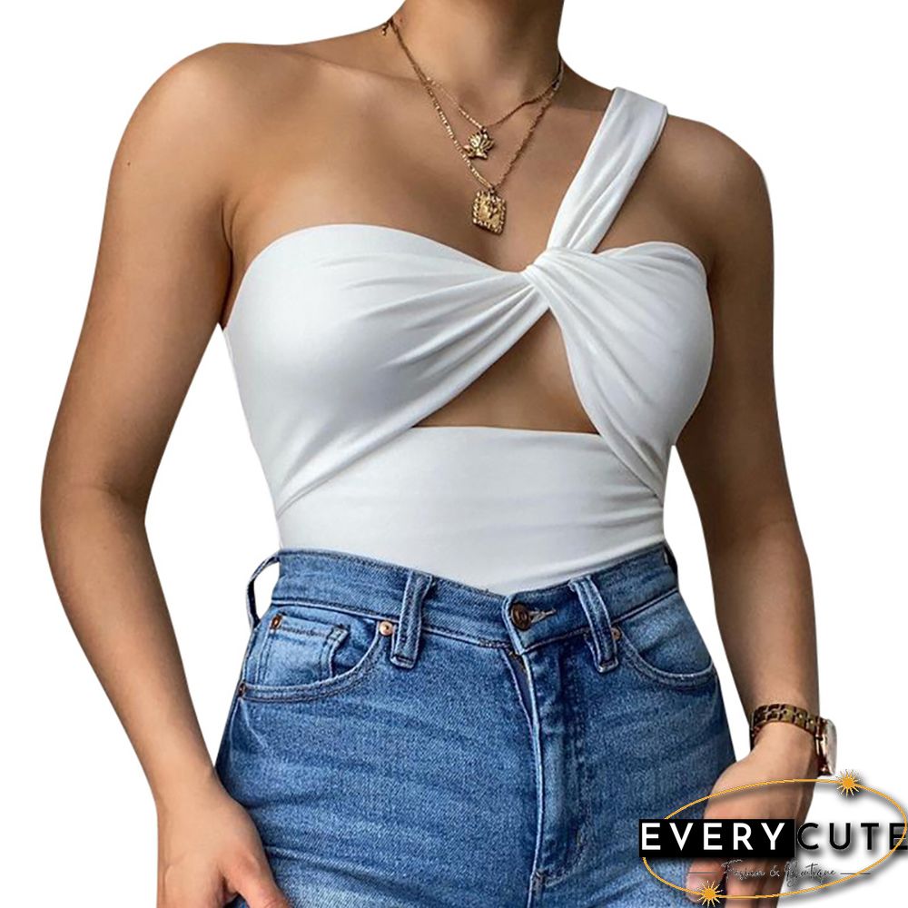 White Hollow Out Tie Knot Vest