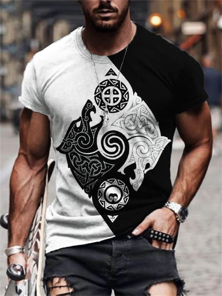 Men's Wolves Skoll & Hati Contrast Color T Shirt