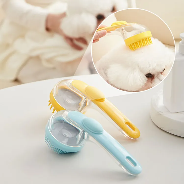 Spazzola per il bagno degli animali con dosatore di sapone