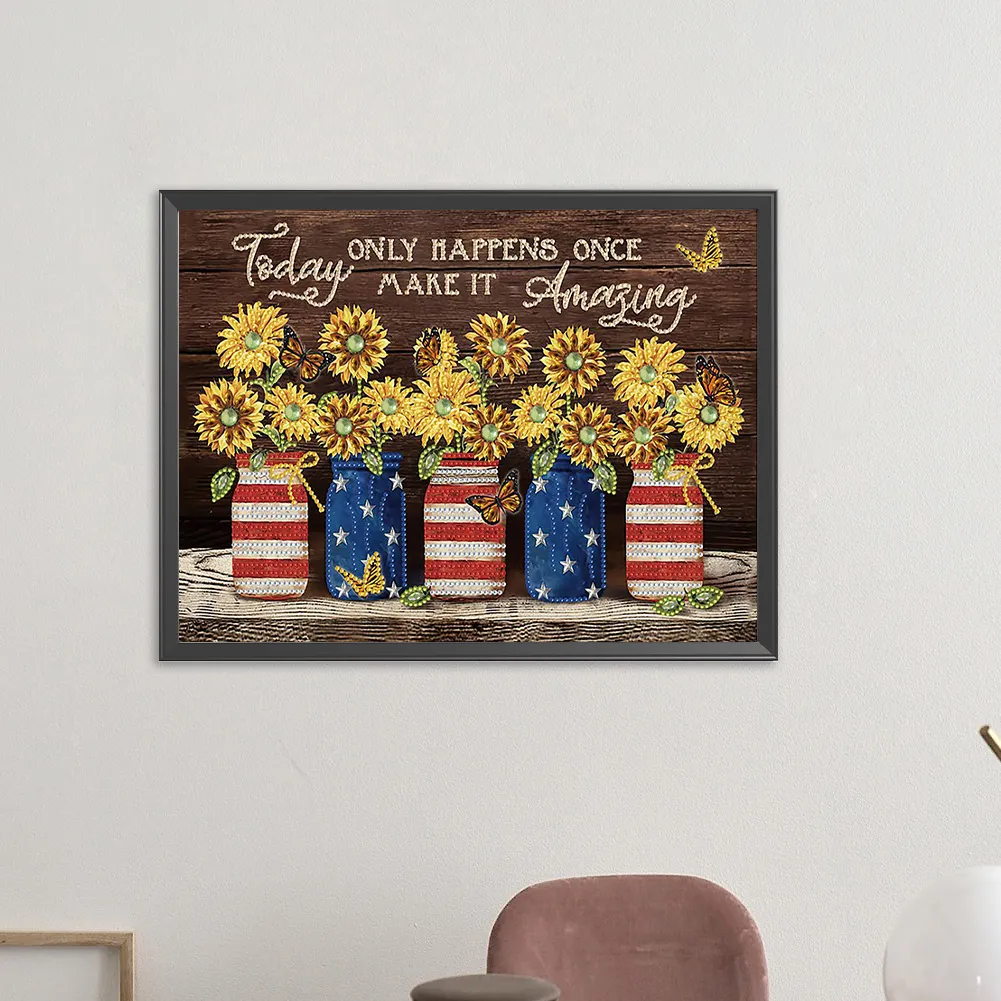Diamond Painting - Partial Special Shaped Drill - Flower Letters(Canvas|40*30cm)