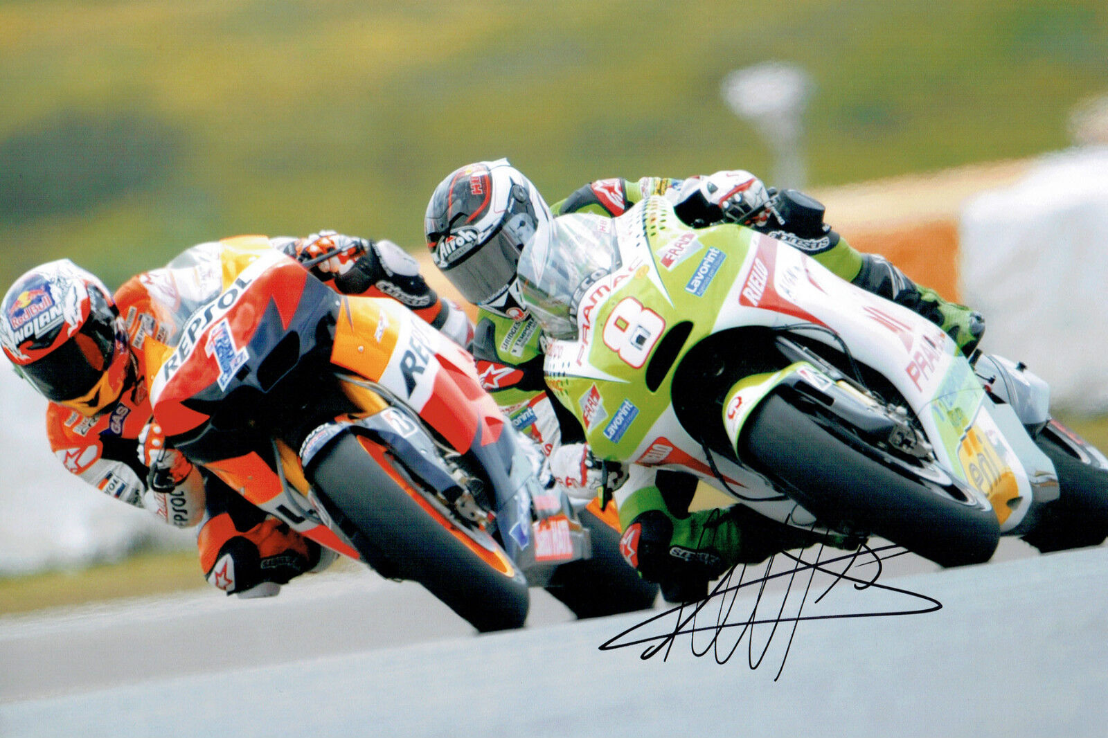 Hector BARBERA with Casey STONER SIGNED MOTOGP Autograph 12x8 Photo Poster painting AFTAL COA