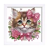 (US Only)18x18cm Cat DIY Special Shape Crystal Partial Diamond Painting w Frame