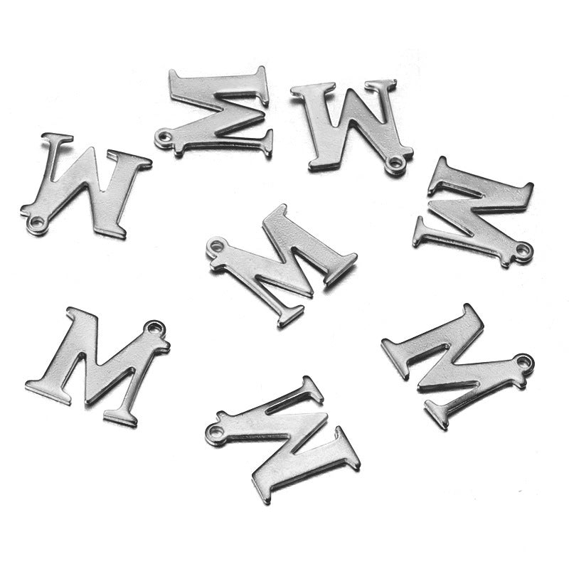 50 Pcs/package Minimalist Letter Stainless Steel Pendant Jewelry Accessories