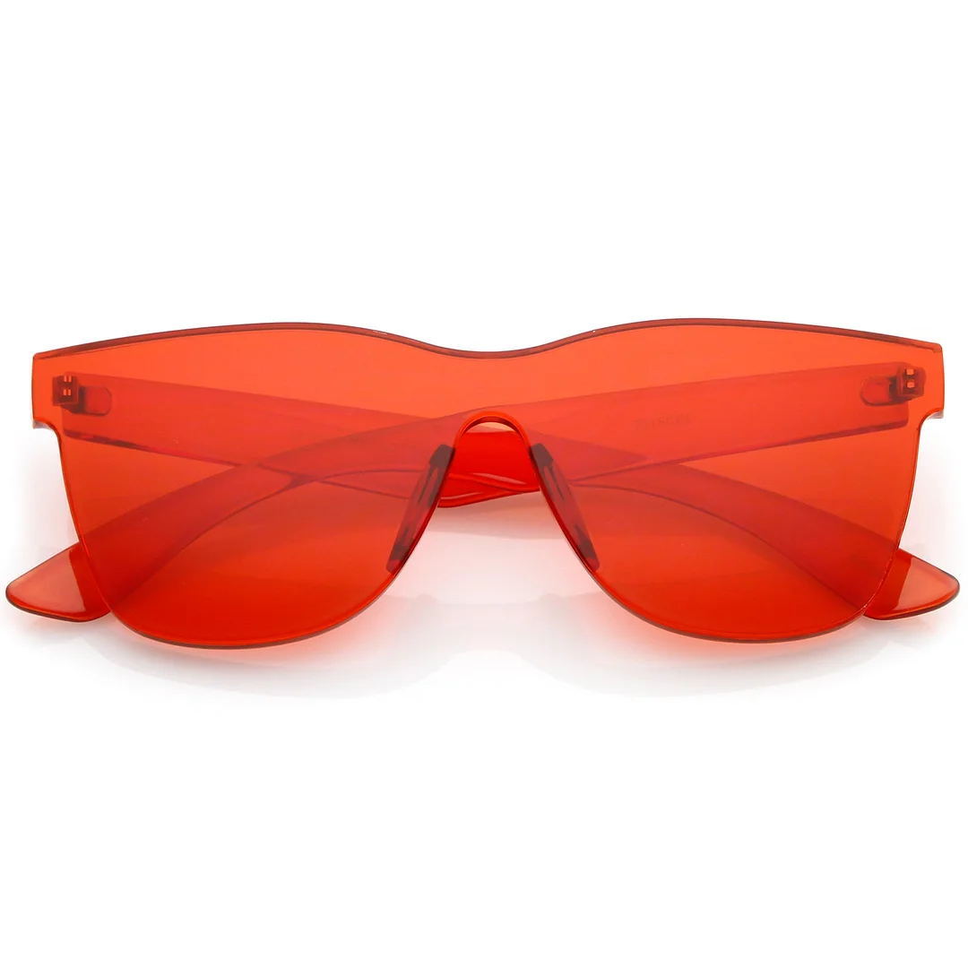 Rimless Horn Rimmed Mono Block glasses With Colorful One Piece PC Lens 68mm