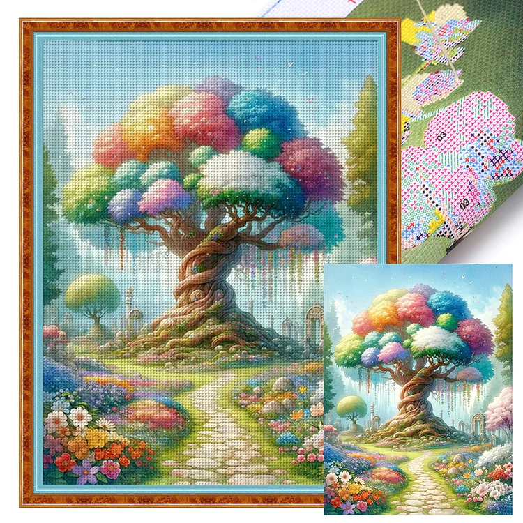 Colorful Tree - Printed Cross Stitch 14CT 45*60CM