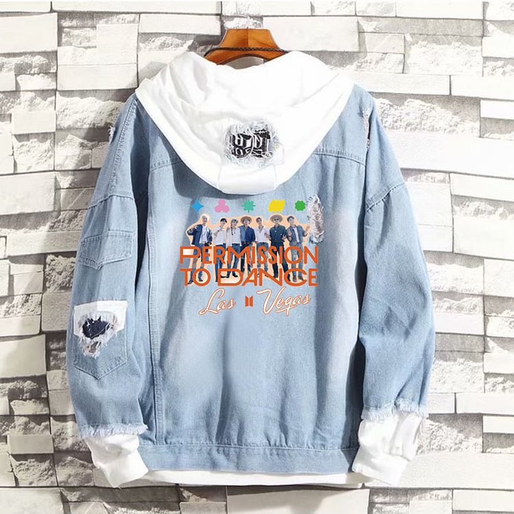 Permission To Dance Las Vegas Denim Hooded Jacket