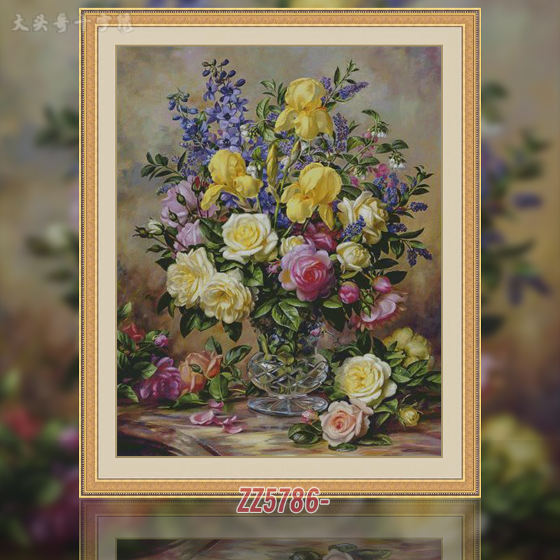 [ZZ5786-Yellow Iris in a Glazed Bottle]  Painting Fairy Cross Stitch