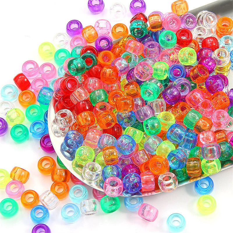 Acrylic Large Hole Barrel Beads 9*6mm Pony Beads Woven Handmade Diy Hand String Jewelry Accessories Beads Loose Beads