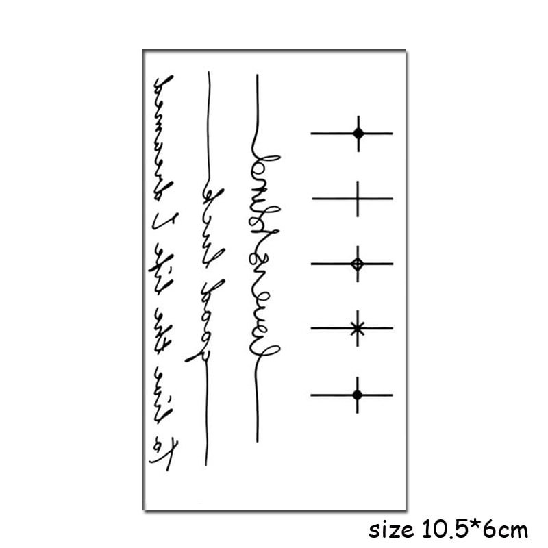 Temporary Tattoo Stickers Sexy Cross English Alphabet Line Fake Tatto Waterproof Tatoo Hand Leg Belly Small Size for Women Men