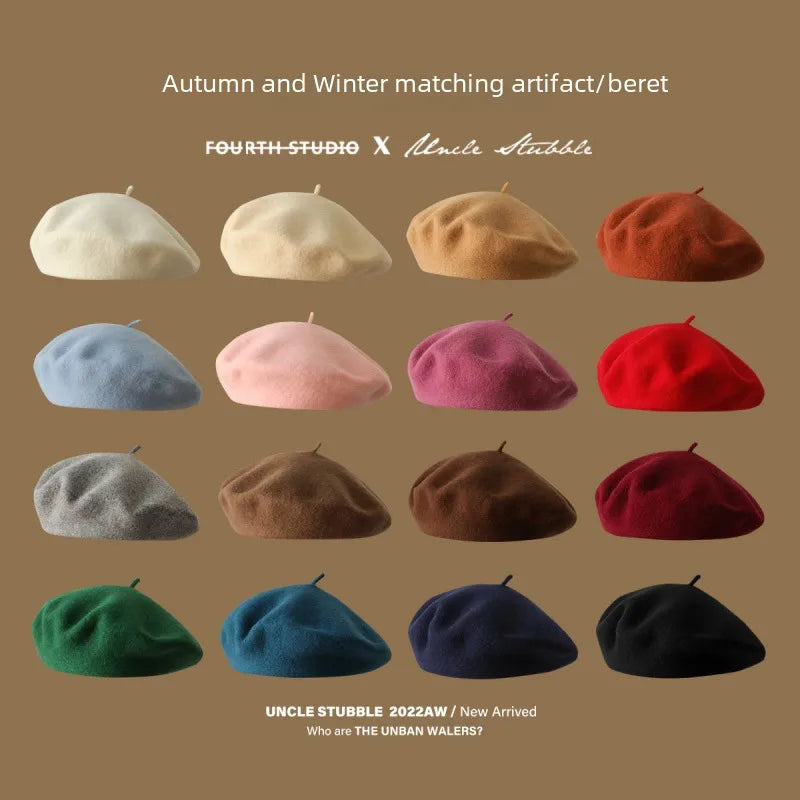 Running Size/Color Wool Beret Girls Winter Belle Cap Japanese Style Literary Retro Painter Hat