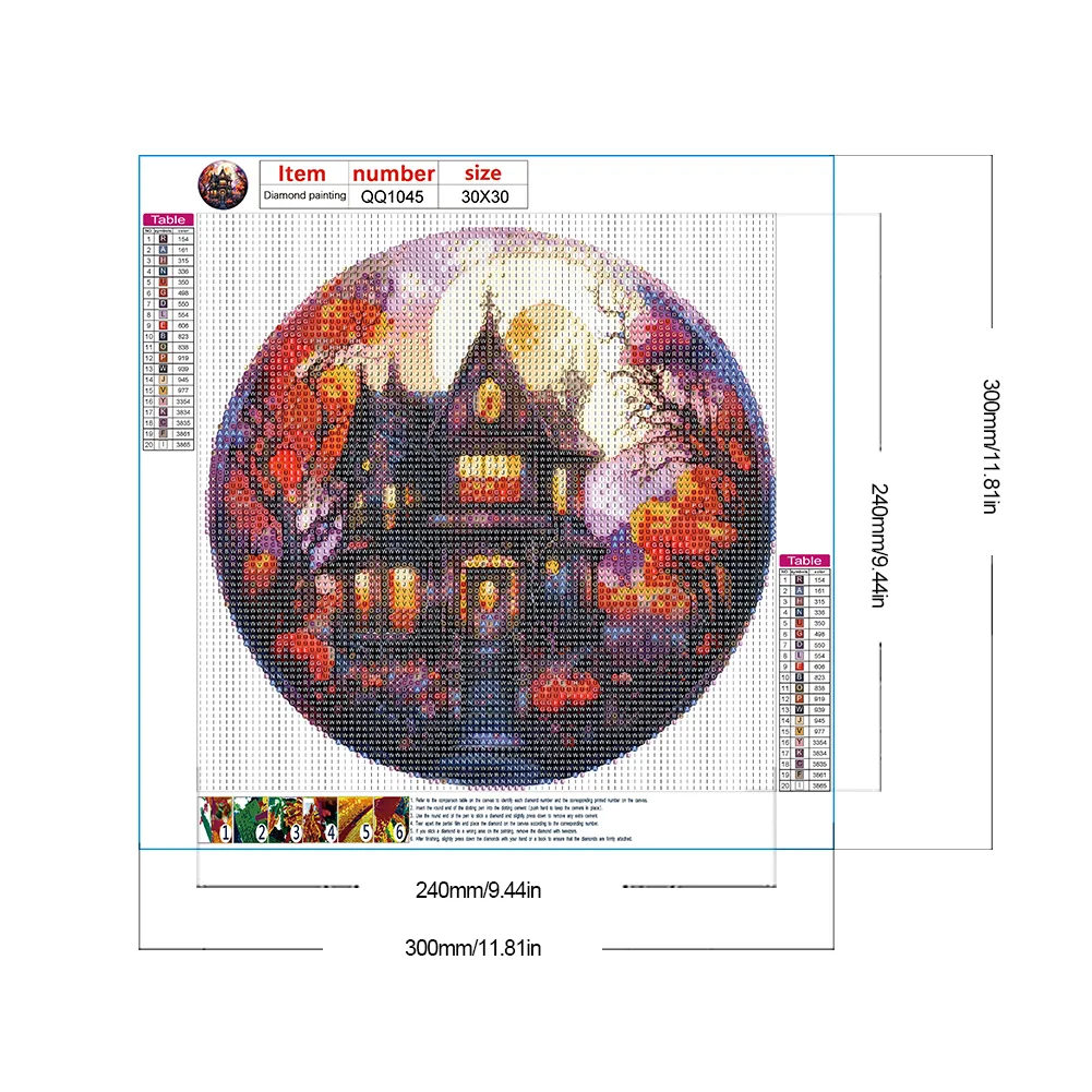 Full Round Diamond Painting 30*30cm - Horror Atmosphere House