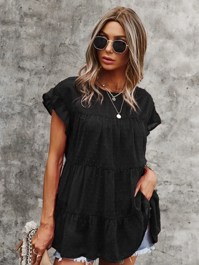 Women's Round Neck Jacket Summer Short Sleeve Loose T-Shirt