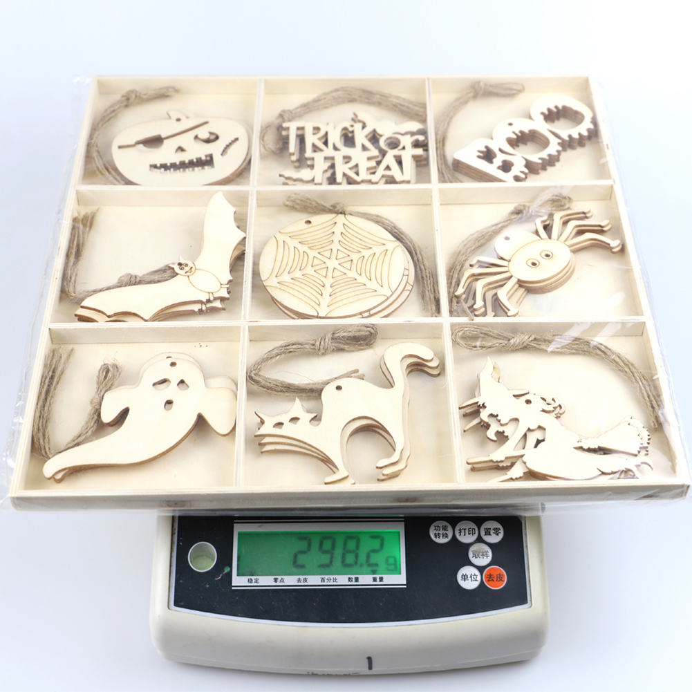 

36pcs/box Wooden Halloween Hollow Pendant Hanger Ornaments for Party Props, Style 2, 501 Original