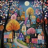 Colored Houses-14CT Counted Cross Stitch 40*40cm/15.75*15.75in