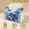 Blue Butterfly DIY PULeather Diamond Painting Tissue Box for Adults Beginners Gem Art Painting Napkin Holder for Living Room Bedroom Bathroom Table Decor