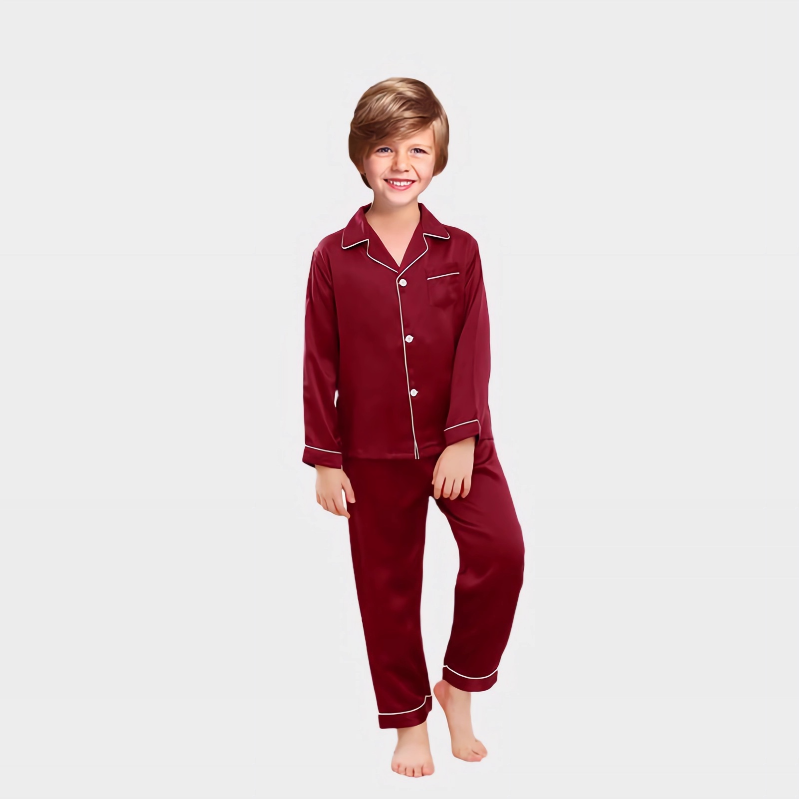 Classic Solid Boy's Silk Pajamas REAL SILK LIFE