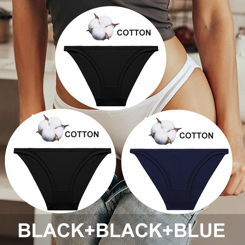 FINETOO 3PCS/Set Women Cotton Panties Sexy Lingerie Plus Size Underwear Low-Waist Briefs Female M-2XL Woman Hollow Out Pantys
