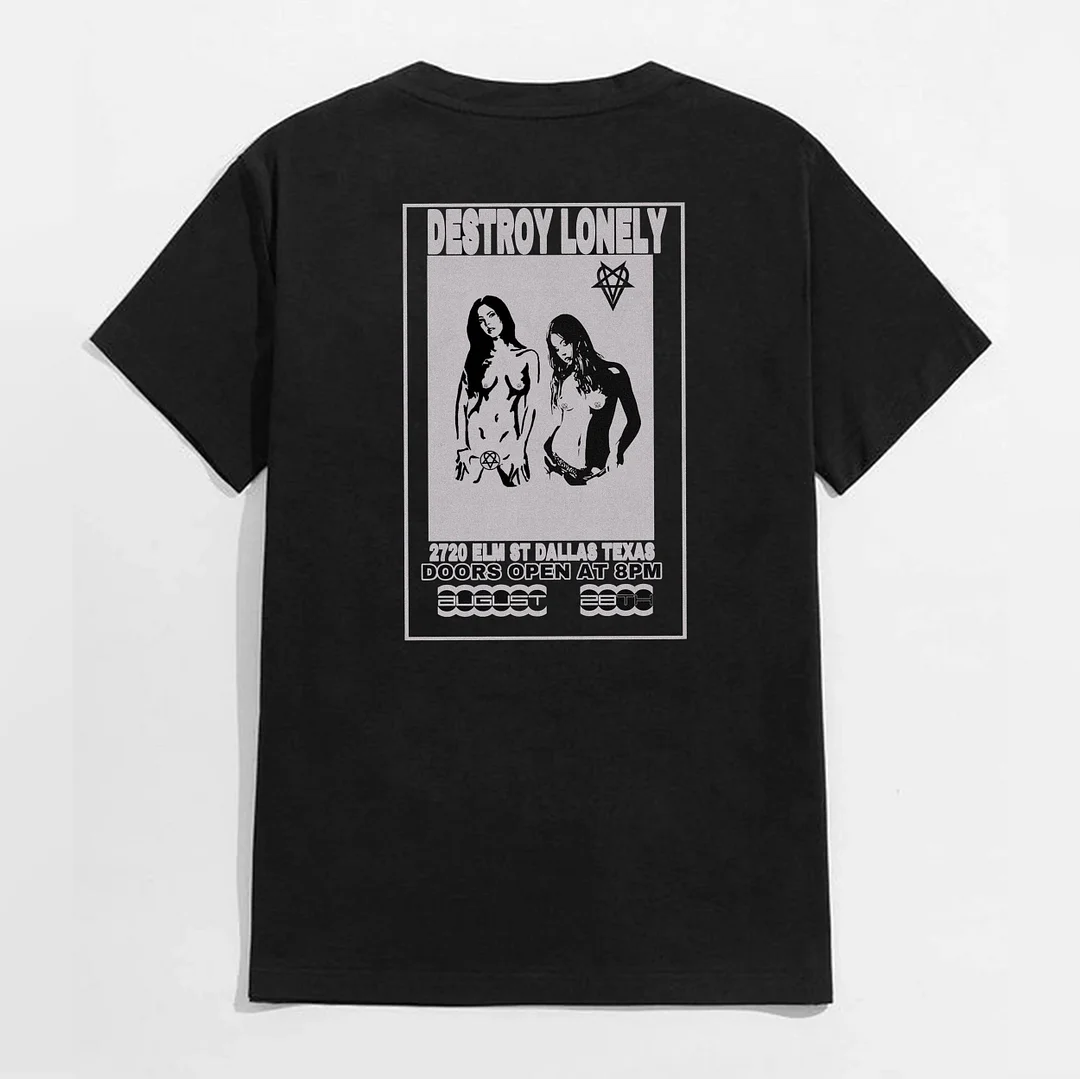 DESRTOY LONELY Sexy Ladyies Black Print T-shirt
