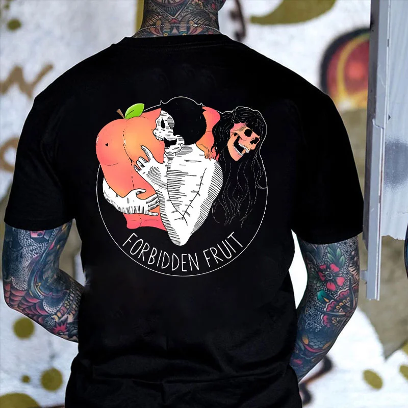 FORBIDDEN FRUIT Skull with Sexy Ass Black Print T-Shirt