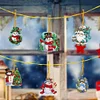 (US Local)6pcs Xmas Snowman  DIY Diamond Painting Art Pendant Wall Door Decoration