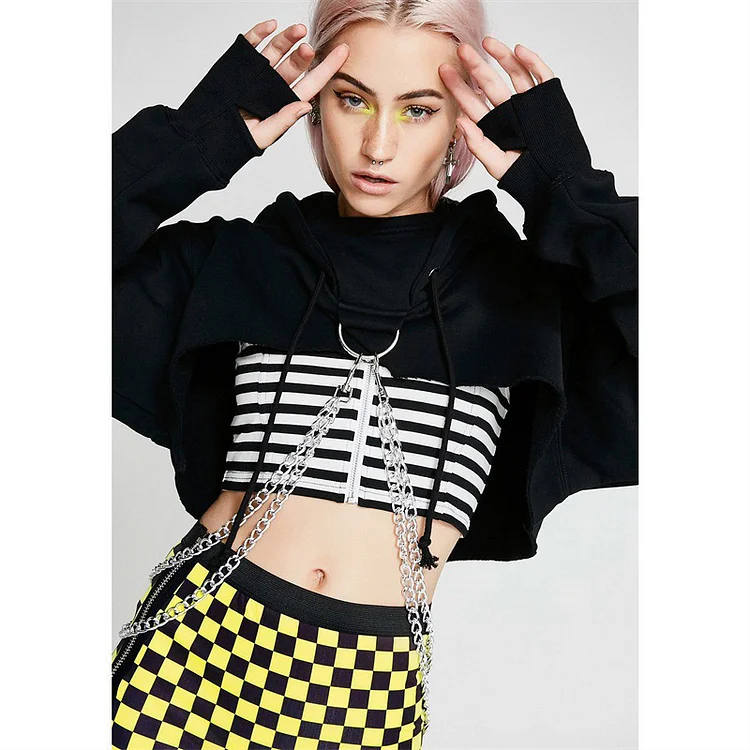 Crop top hoodie hot sale with chains