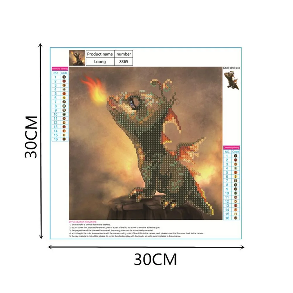 Partial Round Diamond Painting 30*30cm - Dinosaur