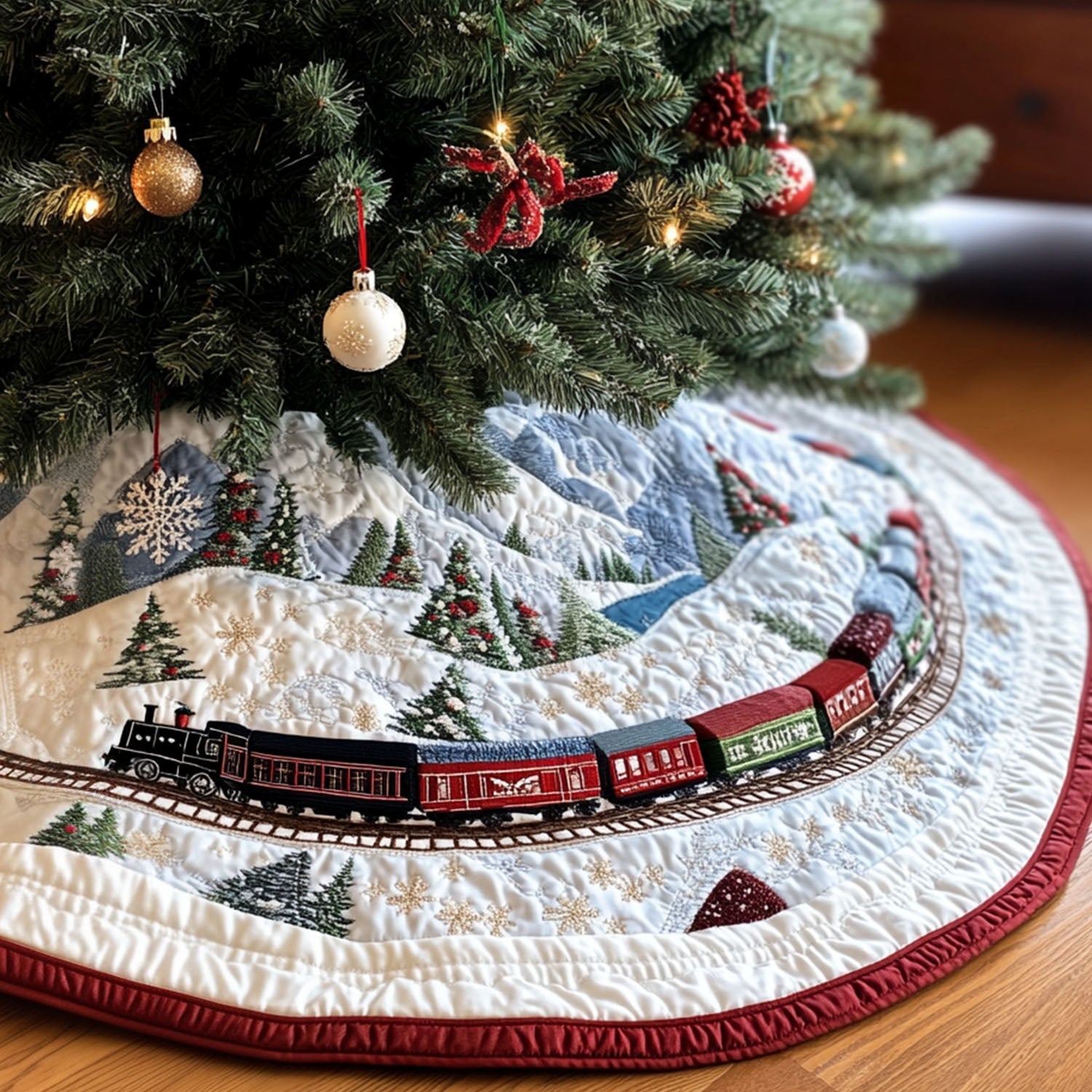 Luminous Tranquility Quilted Christmas Tree Skirt NCU0PT2701