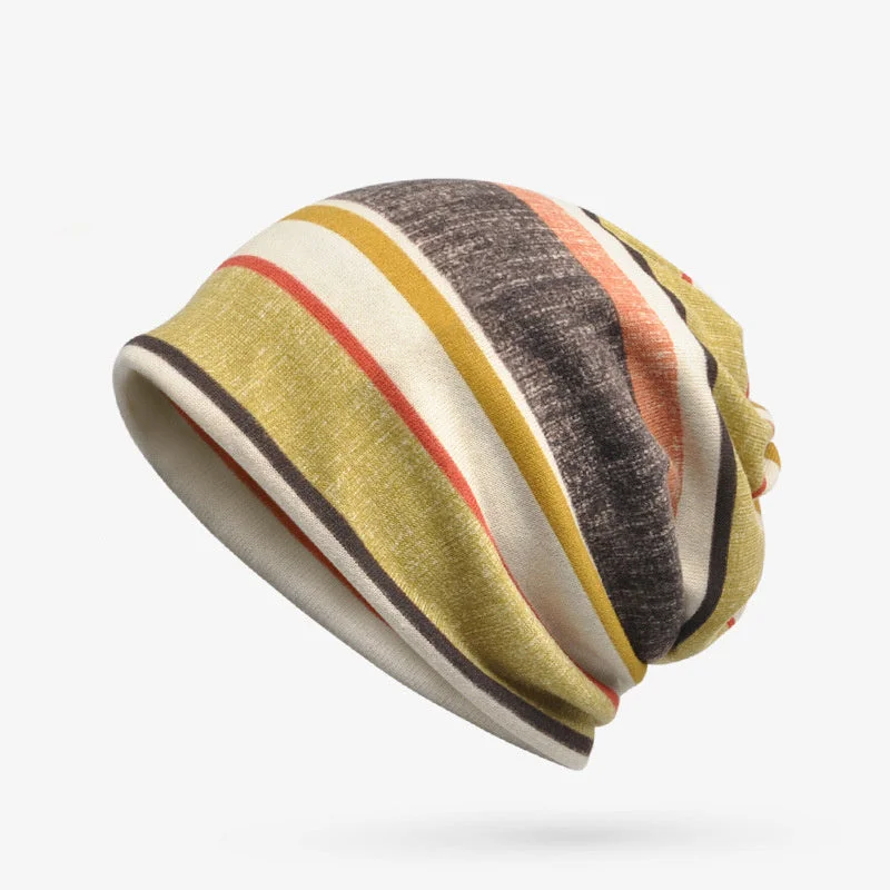 Women's Striped Printed Dual Purpose Baotou Hat