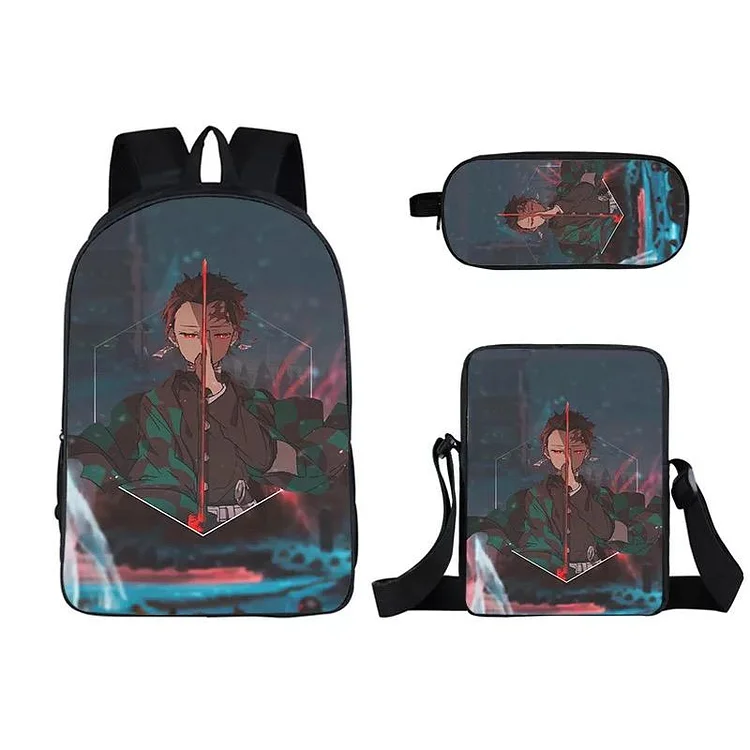 Mayoulove Demon Slayer Kimetsu no Yaiba Kamado Nezuko #12 3pcs Set School Bag Backpack Lunch Box Book Pencil Bags-Mayoulove
