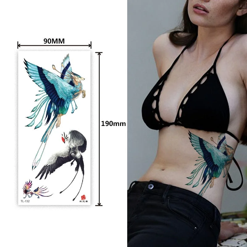 Animal and plant totem flower butterfly bird fox body arm waterproof men and women healthy natural temporary tattoo stickers