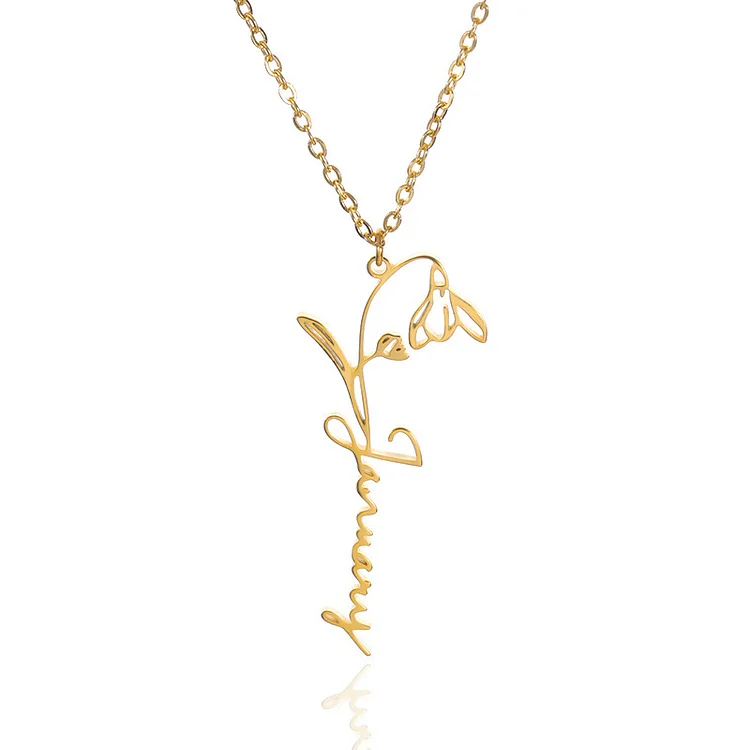 Twelve Month Flower Stainless Steel Necklace