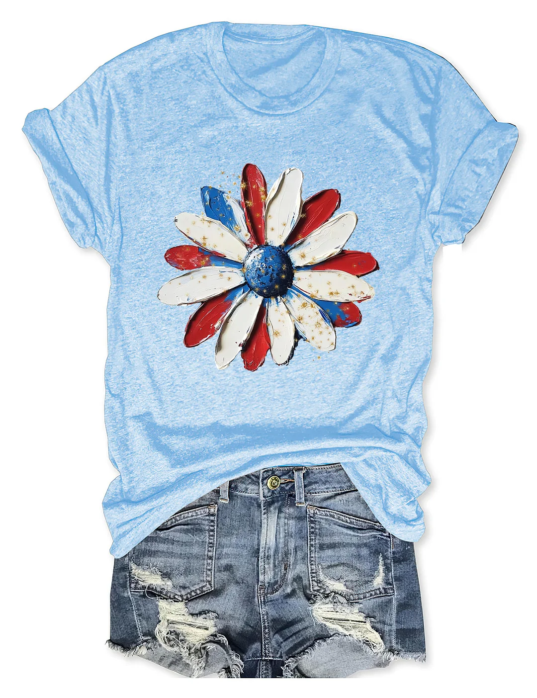 Patriotic Painted Daisy Handpainted T-shirt