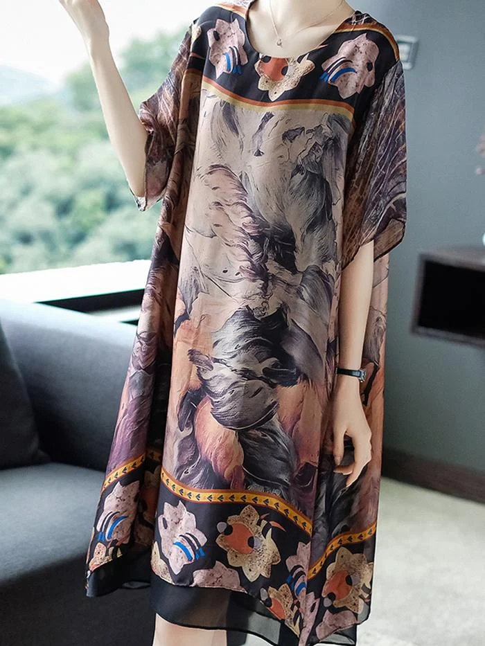 Fashion Printed Mid-length Dress