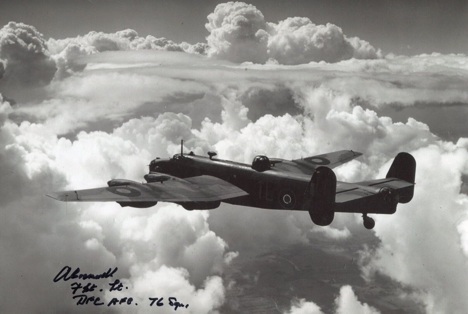 RAF WW2 Whitley & Halifax Bomber pilot CRESSWELL signed Photo Poster painting + list of missions