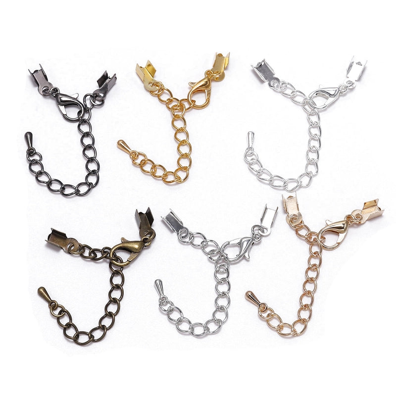 Metal Extension Tail Chain With Water Drop Lobster Clasp DIY Jewelry Accessories Leather Rope Square Clip Adjustment Chain