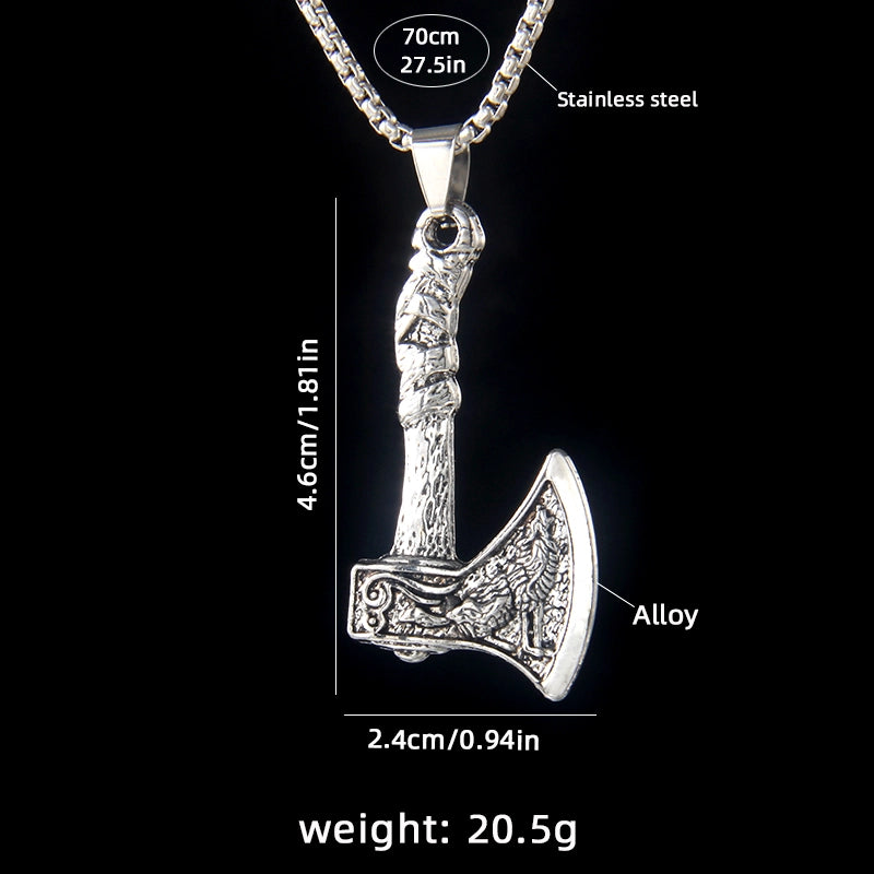 Hip-Hop Punk Axe 201 Stainless Steel Zinc Alloy Square Pearl Chain Pendant Necklaces