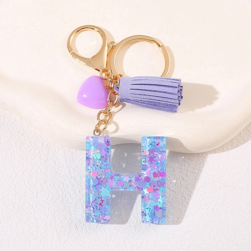 New Women’s Purple Love Tassel 26 Letter Keychain Cute Car Key Chain Couple Backpack Jewelry