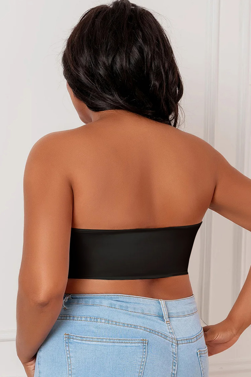 Design Plus Size Black Casual Asymmetrical Bra Tube Top