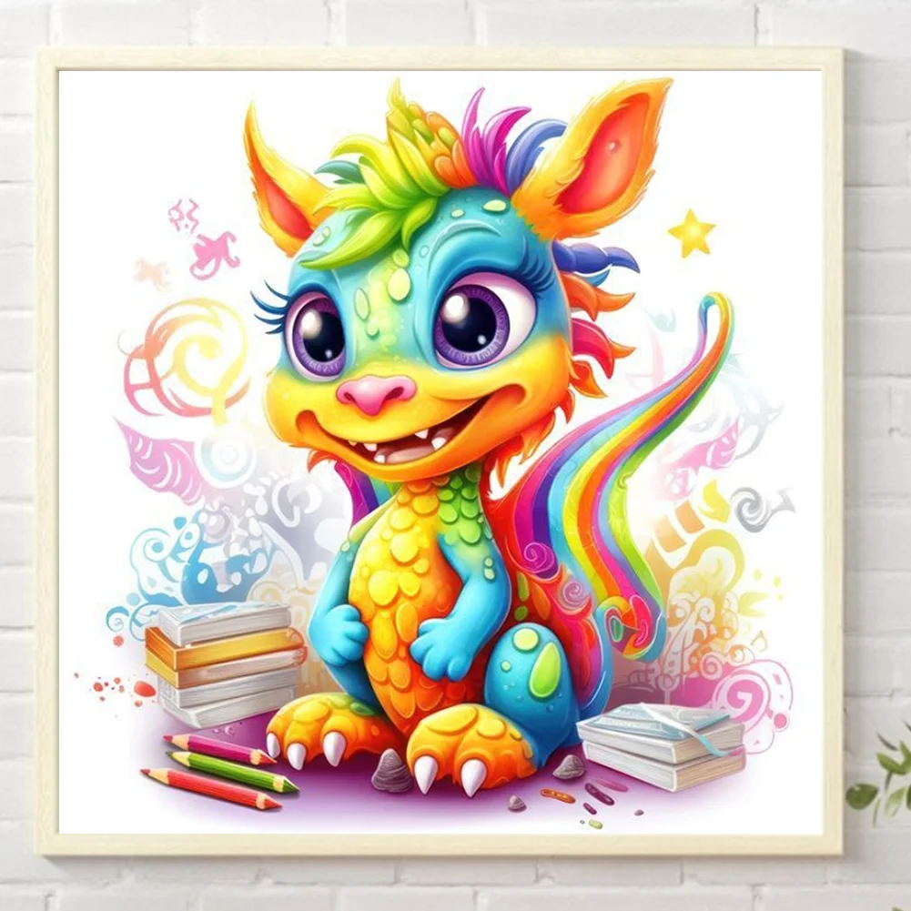 Partial AB Diamond Painting - Full Round Drill - Colourful Dinosaur(Canvas|45*45cm)