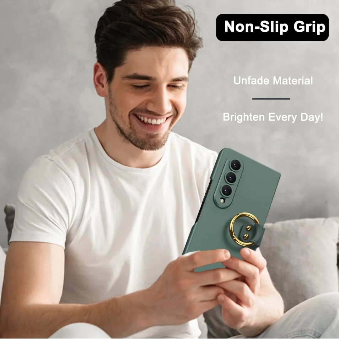 Applicable To Samsung Z Fold3/Z Fold4 Ultra-Thin Full Shell Membrane Skin Feeling Ring Bracket Mobile Phone Case