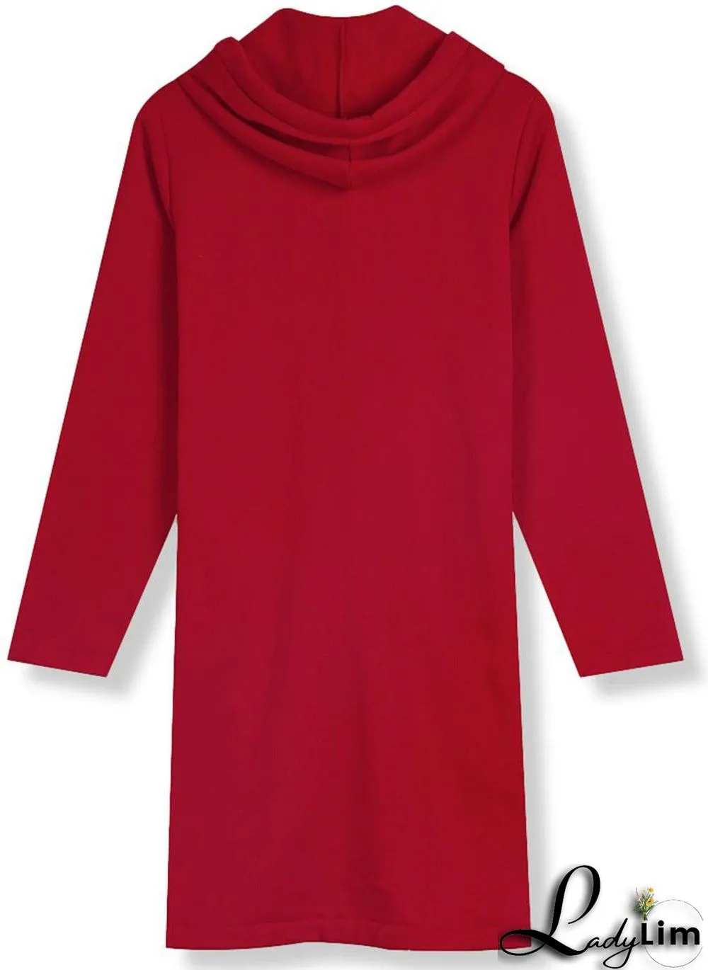 Engine Red Uneven Hem Zippered Hoodie Cardigan