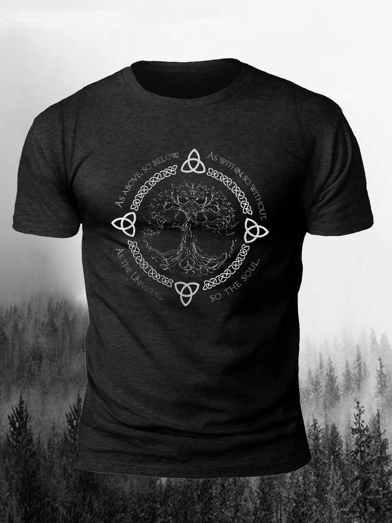 Emerald Green Tree Of Life Print Short Sleeve Men's T-Shirt